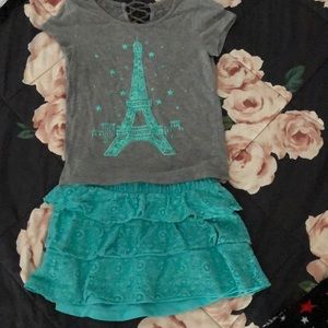 Justice size 10 Paris shirt and skirt